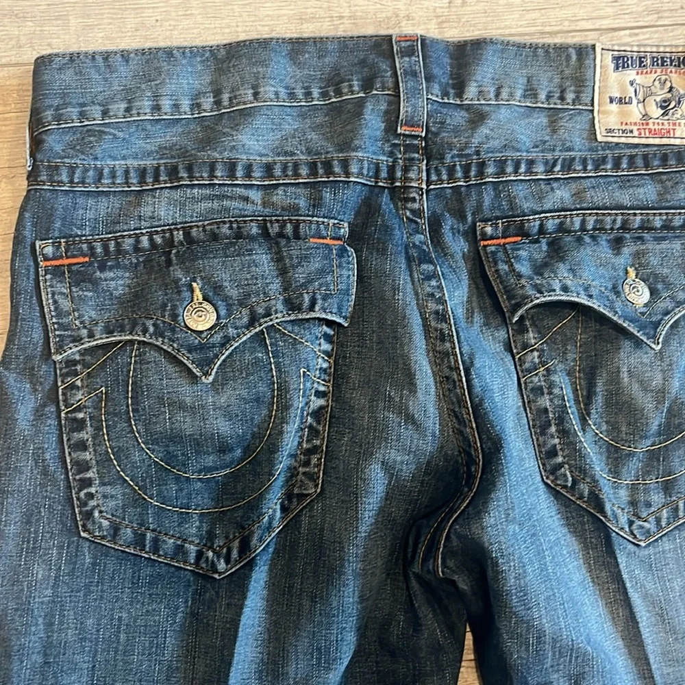 TRUE RELIGION Ricky Flap Relaxed Straight Fit‎ Jeans Size 38